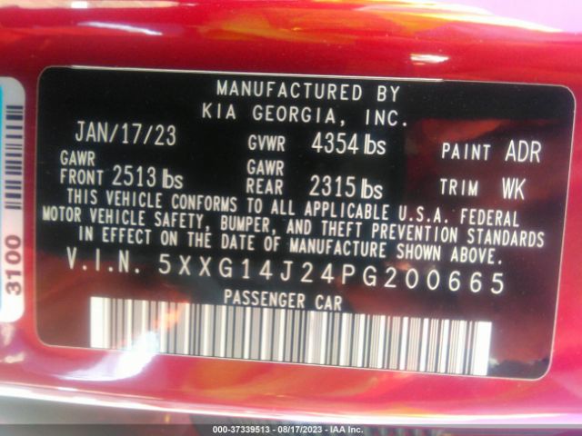 5XXG14J24PG200665 KIA K5 LXS