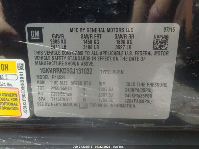 1GKKRRKD3GJ131032 GMC ACADIA SLT