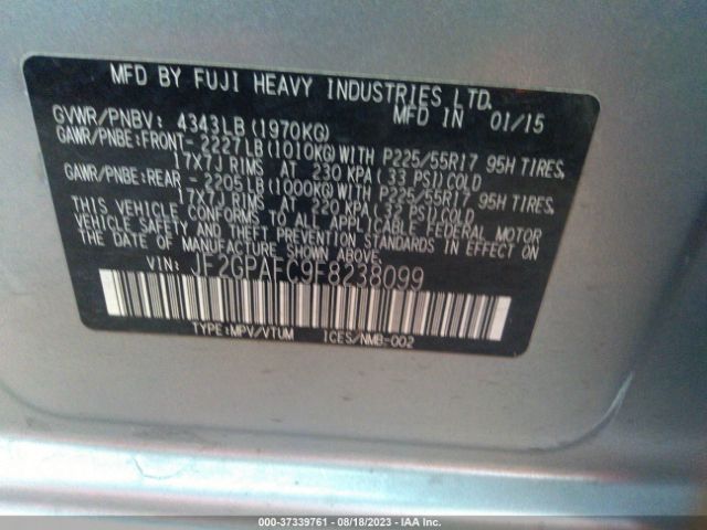 JF2GPAFC9F8238099 Subaru Xv Crosstrek Premium