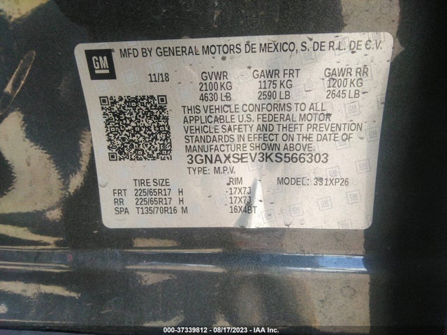 Chevrolet EQUINOX LS 2019 3GNAXSEV3KS566303 Image 9