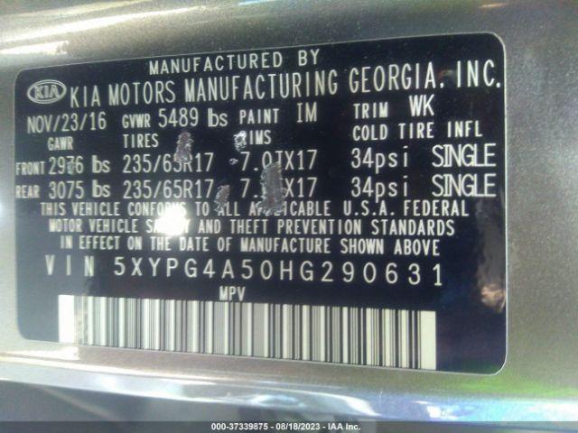 5XYPG4A50HG290631 KIA Sorento Lx V6