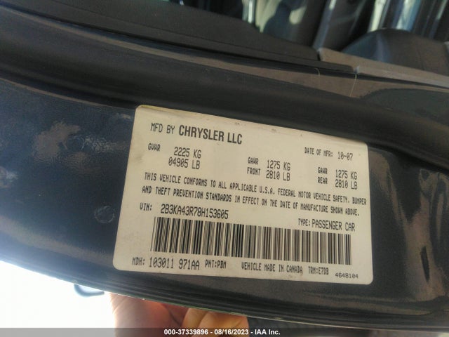 2008 DODGE CHARGER VIN: 2B3KA43R78H153605