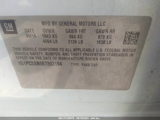 Chevrolet Cruze 1lt 2014 1G1PC5SB6E7392104 Image 10