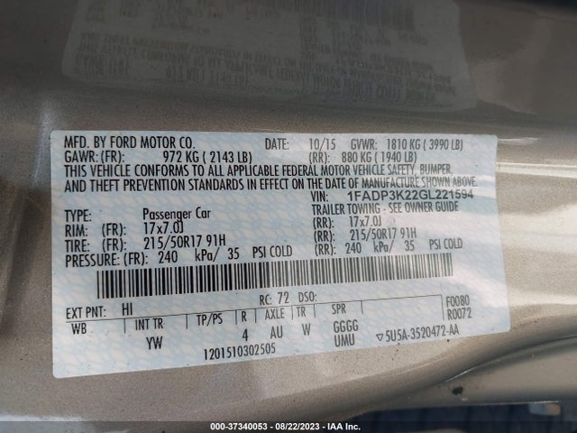 Ford FOCUS SE 2016 1FADP3K22GL221594 Image 16