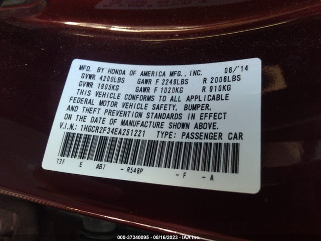 Honda Accord Sedan Lx 2014 1HGCR2F34EA251221 Image 15