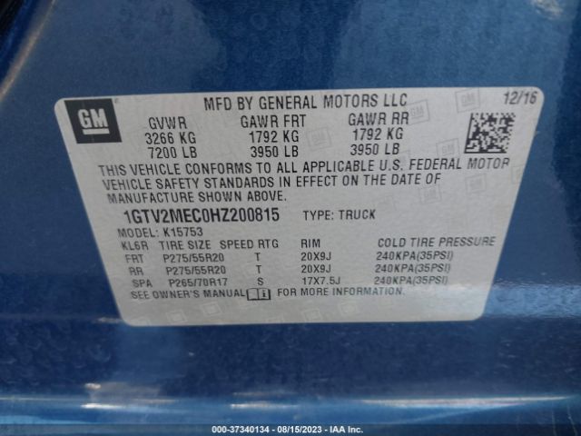 1GTV2MEC0HZ200815 GMC Sierra 1500 Sle