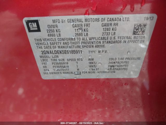 Chevrolet Equinox Ltz 2014 2GNALDEK5E6185911 Image 9