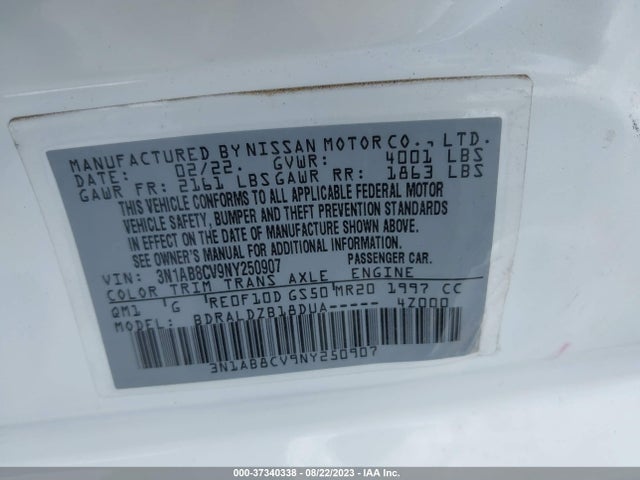 Nissan SENTRA SV 2022 3N1AB8CV9NY250907 Image 16