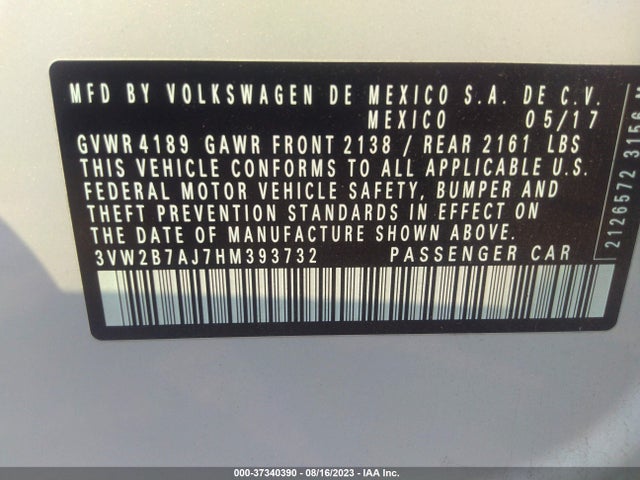 3VW2B7AJ7HM393732 Volkswagen Jetta 1.4t S