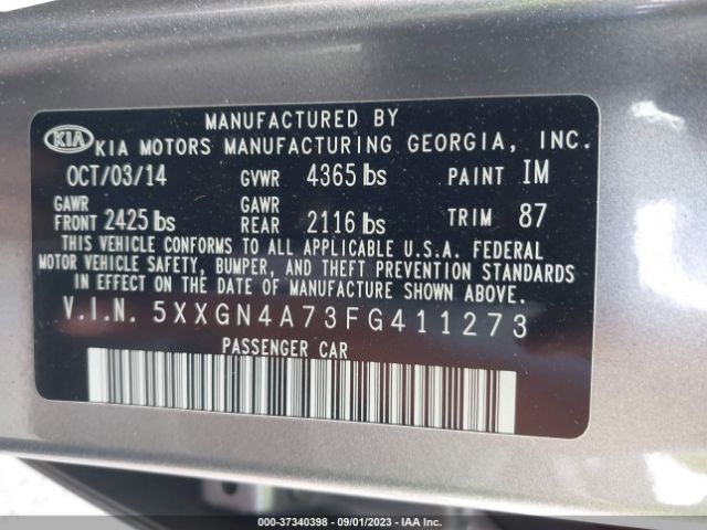 5XXGN4A73FG411273 KIA OPTIMA EX