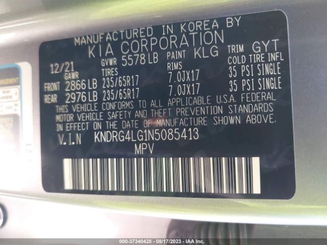 KNDRG4LG1N5085413 KIA Sorento Hybrid S