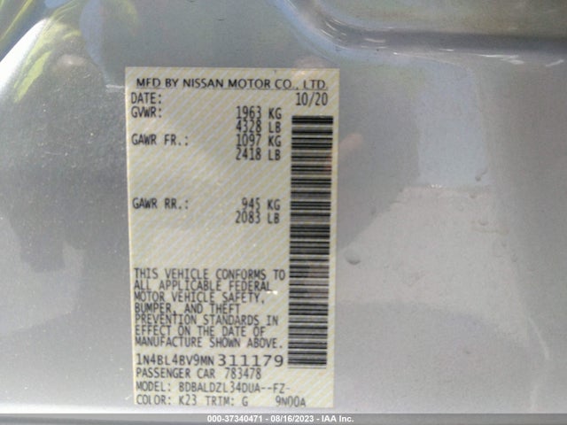 Nissan Altima 2.5 S 2021 1N4BL4BV9MN311179 Image 9