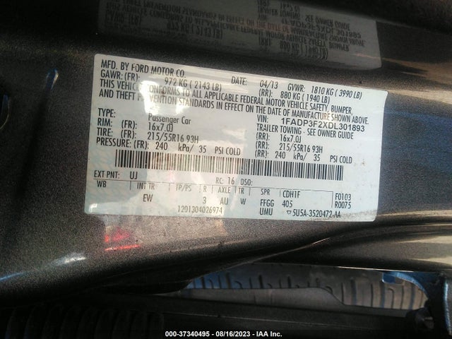 2013 FORD FOCUS SE VIN: 1FADP3F2XDL301893
