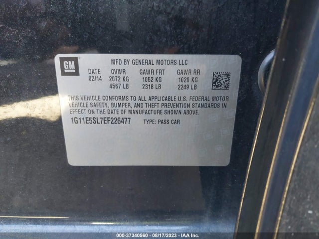 2014 CHEVROLET MALIBU LT VIN: 1G11E5SL7EF226477