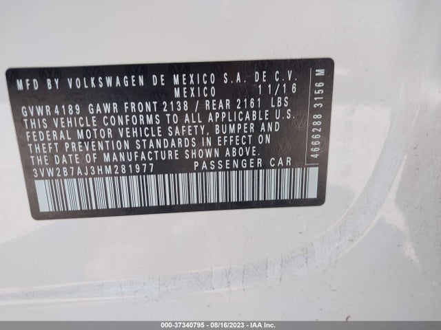 3VW2B7AJ3HM281977 Volkswagen Jetta 1.4t S