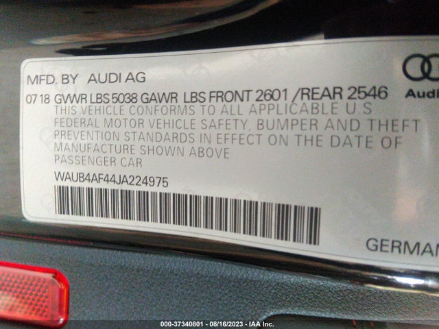 WAUB4AF44JA224975 Audi S4 Premium Plus