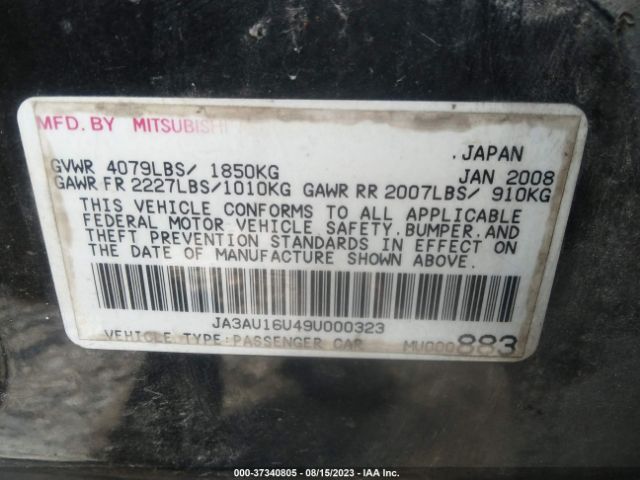 2009 MITSUBISHI LANCER JA3AU16U49U000323 Photo 8