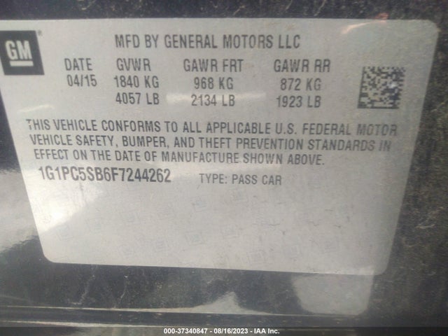 Chevrolet CRUZE LT 2015 1G1PC5SB6F7244262 Image 9