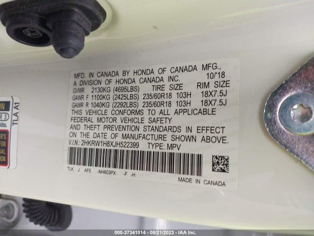 Honda Cr-v Ex-l 2018 2HKRW1H8XJH522399 Image 15