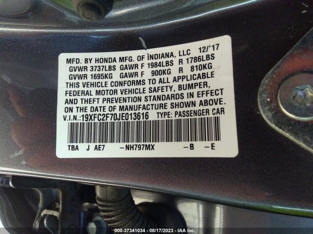 Honda Civic Sedan Ex 2018 19XFC2F70JE013616 Image 9
