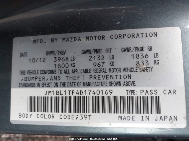 2013 MAZDA MAZDA3 I SV VIN: JM1BL1TF4D1740169