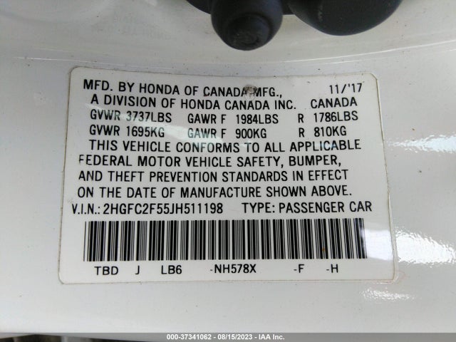 2018 HONDA CIVIC LX VIN: 2HGFC2F55JH511198