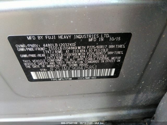 JF2SJAGC9GH475851 Subaru Forester 2.5i Premium