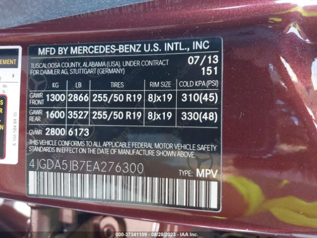 4JGDA5JB7EA276300 Mercedes-Benz M-class Ml 350