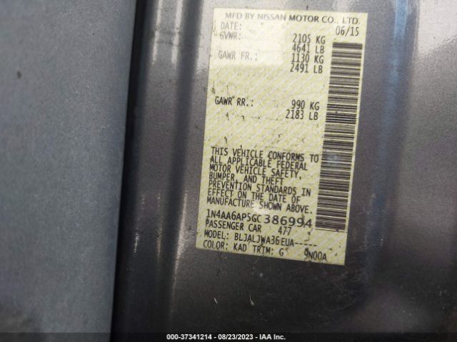 1N4AA6AP5GC386994 Nissan Maxima 3.5 Sv