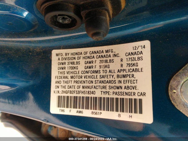 Honda Civic Sedan Lx 2015 2HGFB2F53FH518340 Image 9