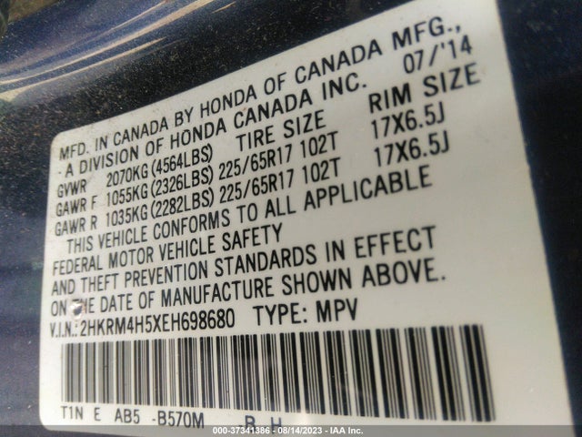 Honda CR-V EX 2014 2HKRM4H5XEH698680 Image 9
