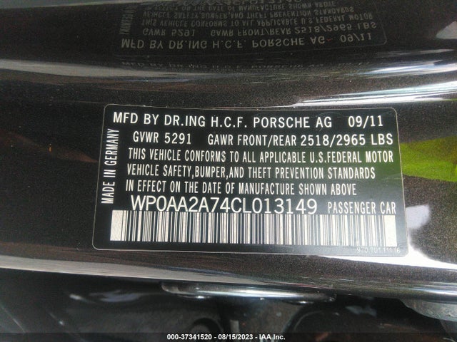 2012 PORSCHE PANAMERA VIN: WP0AA2A74CL013149