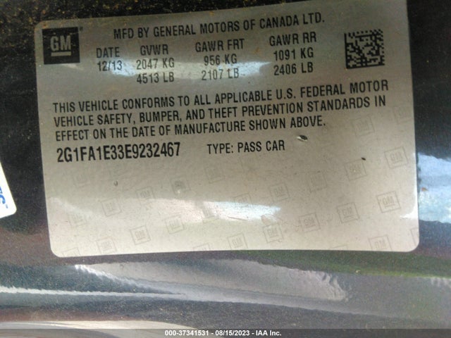 Chevrolet CAMARO LS 2014 2G1FA1E33E9232467 Image 9