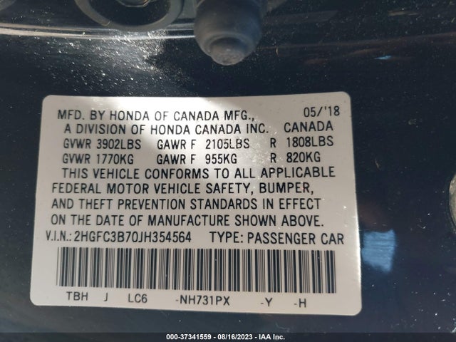 Honda Civic Coupe Ex-l 2018 2HGFC3B70JH354564 Image 9