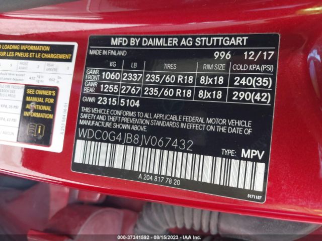 WDC0G4JB8JV067432 Mercedes-Benz Glc Glc 300
