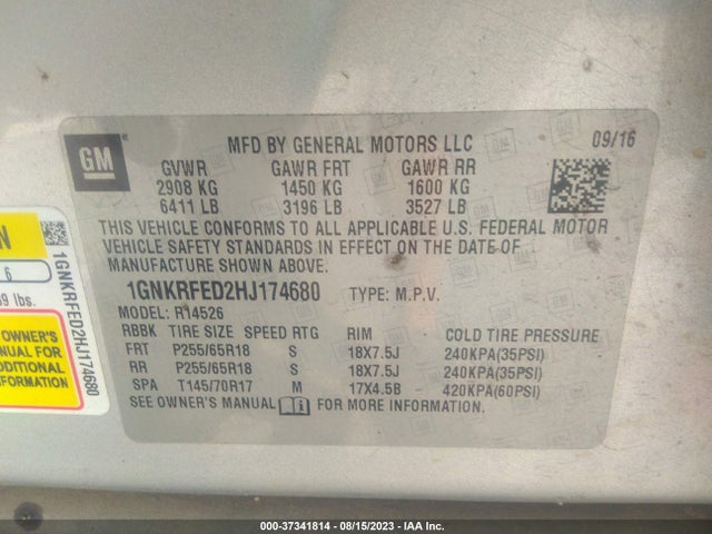 Chevrolet Traverse Ls 2017 1GNKRFED2HJ174680 Image 9