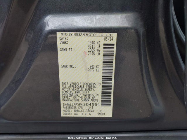 Nissan Altima 2.5 S 2015 1N4AL3AP5FN304564 Image 9