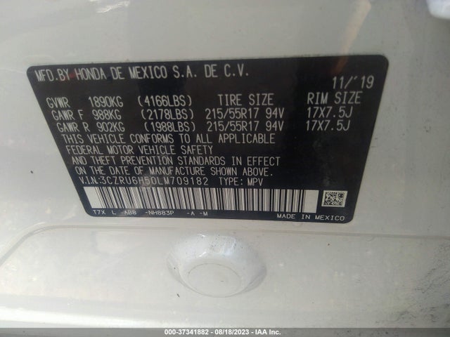 Honda HR-V EX 2020 3CZRU6H50LM709182 Image 9