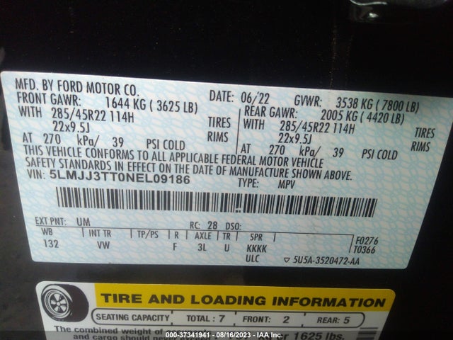 5LMJJ3TT0NEL09186 Lincoln Navigator L Black Label
