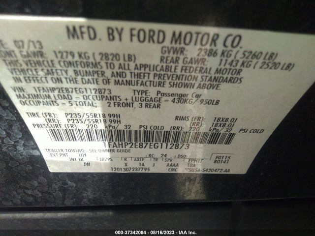 Ford TAURUS SEL 2014 1FAHP2E87EG112873 Image 9