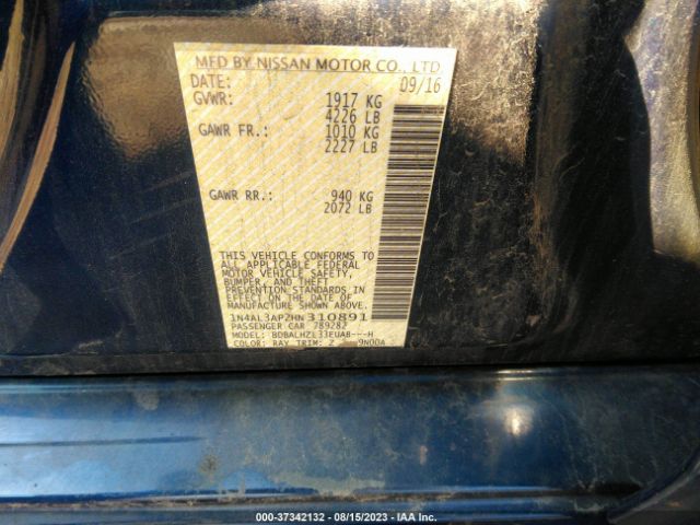 1N4AL3AP2HN310891 Nissan Altima 2.5 Sr
