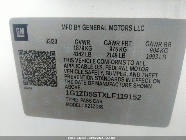 Chevrolet MALIBU LT 2020 1G1ZD5STXLF119152 Image 9