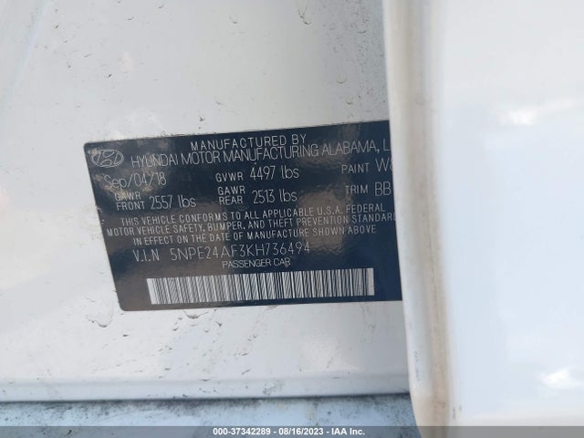 Hyundai SONATA SE 2019 5NPE24AF3KH736494 Image 9