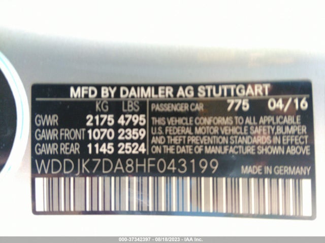 2017 Mercedes-Benz SL-Class, VIN: WDDJK7DA8HF043199