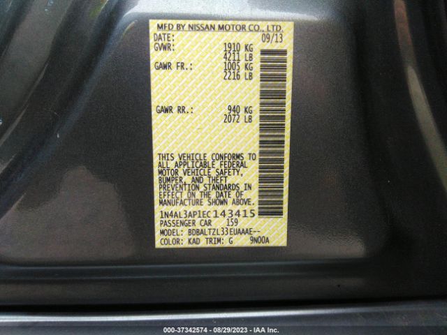 1N4AL3AP1EC143415 Nissan Altima 2.5 Sv
