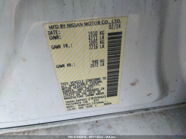 Nissan ALTIMA 2.5 2014 1N4AL3APXEC289960 Image 10