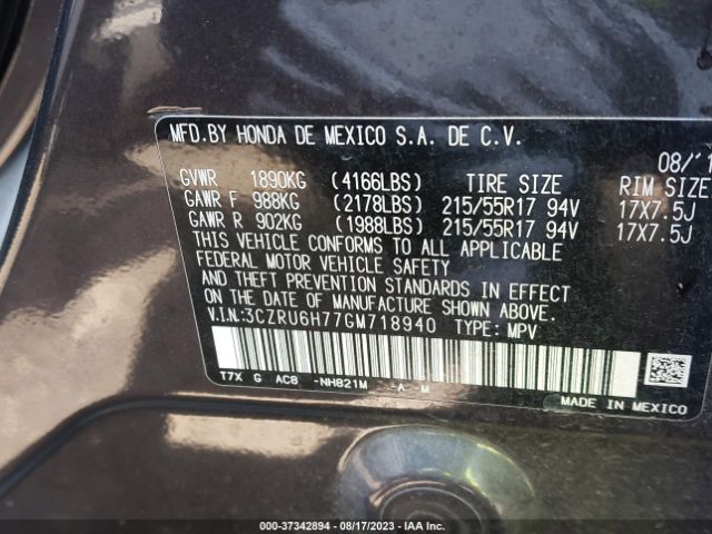 3CZRU6H77GM718940 Honda Hr-v Ex-l W/navi