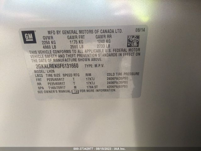 2GKALREK6F6131660 GMC Terrain Sle