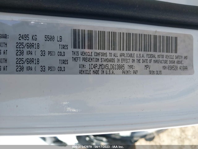 1C4PJMDX5LD613805 Jeep Cherokee Limited