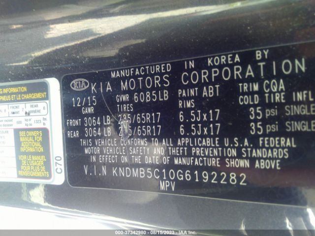 KNDMB5C10G6192282 KIA SEDONA LX